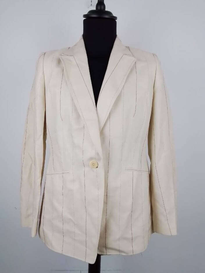 Planet Women's Blazer Striped Beige Size: 12