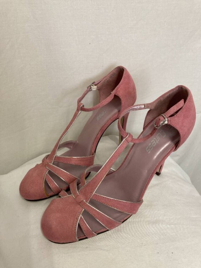 Vintage Y2k Pink Faux Suede Fisherman's Strappy Heels - Size 5 Uk