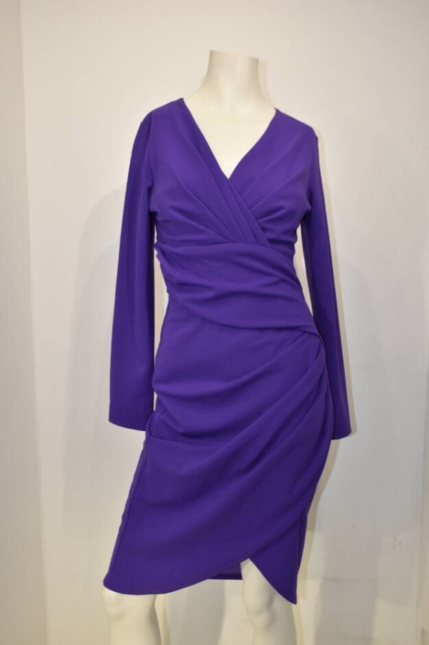 Lipsy Long Sleeve Dress Purple Size: 12