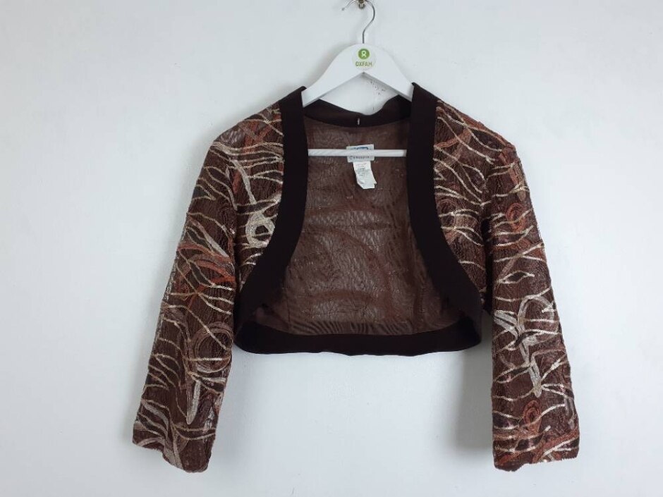 Concepts Embellished Bolero Cardigan Brown Size: 6