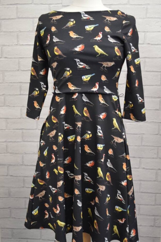 Popsy Bird Print Dress - Ref02 Black Size: 8