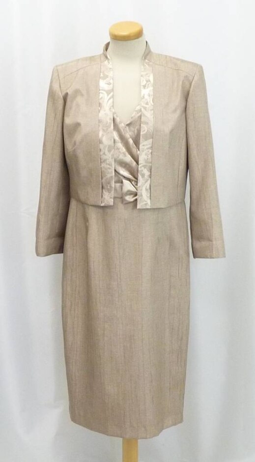 Roman Dress And Jacket Set Beige Size: 14