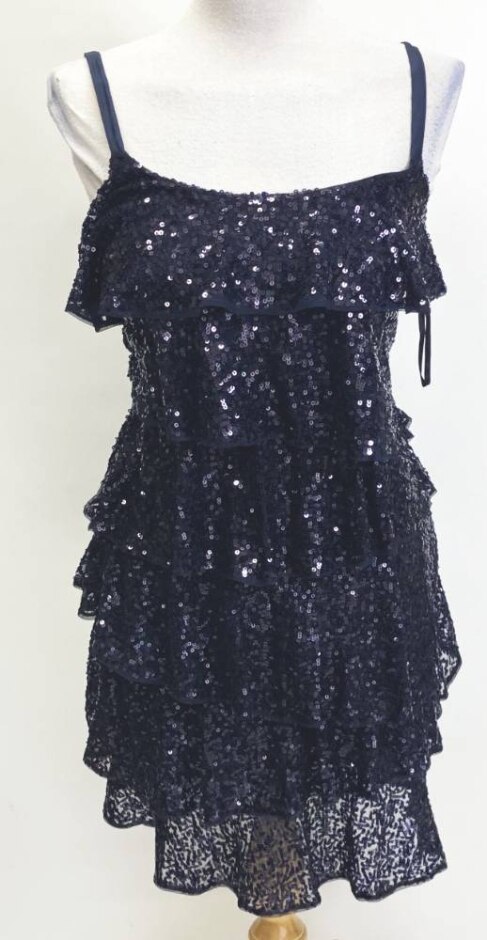 Monsoon  Sequined Teired Party Dress Purple Size: 8