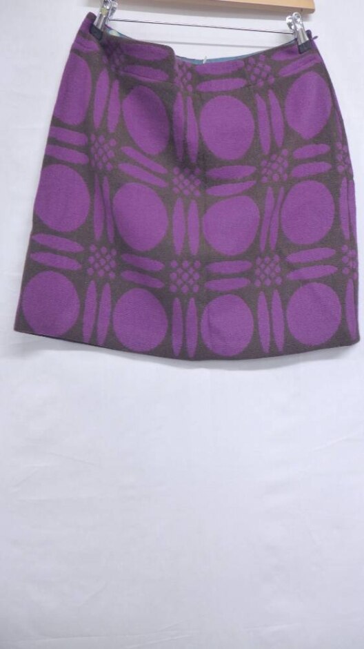 Boden Dots & Stripes Midi Skirt Purple & Brown Size: 14