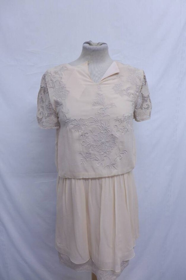Karen Millen Silk Embroider Mini Dress Peach Pink Size: 10
