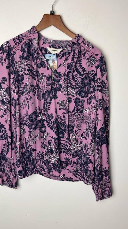 Per Una Floral Long Sleeved Top Purple Size: 8