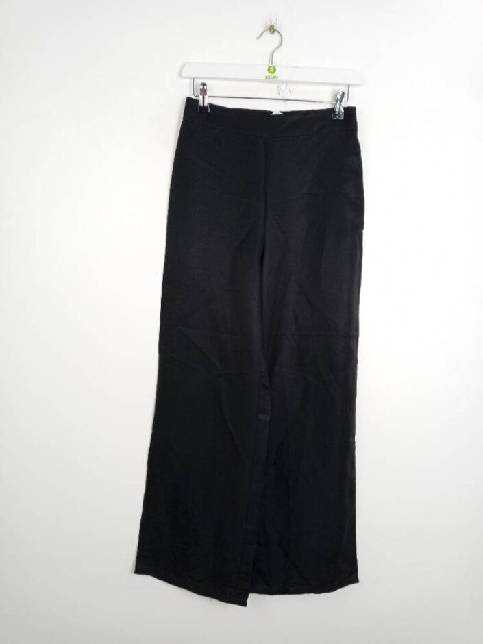 & Other Stories Wide Leg Linen Trousers Black Size: Xs