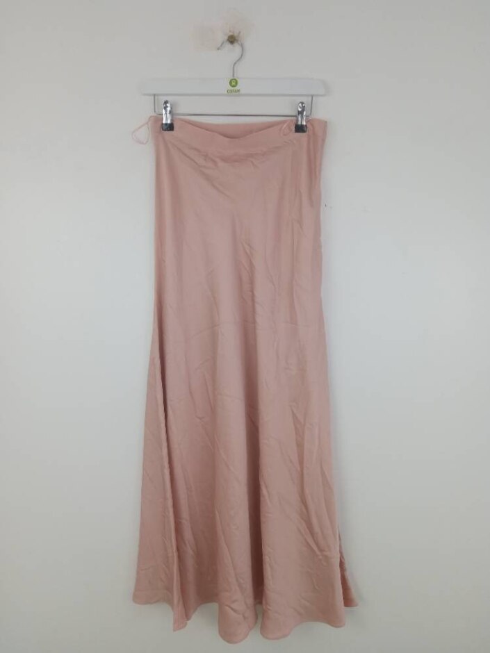 Autograph Viscose Rich Women's A-line Satin Midi Skirt New Blush Pink Size: 10