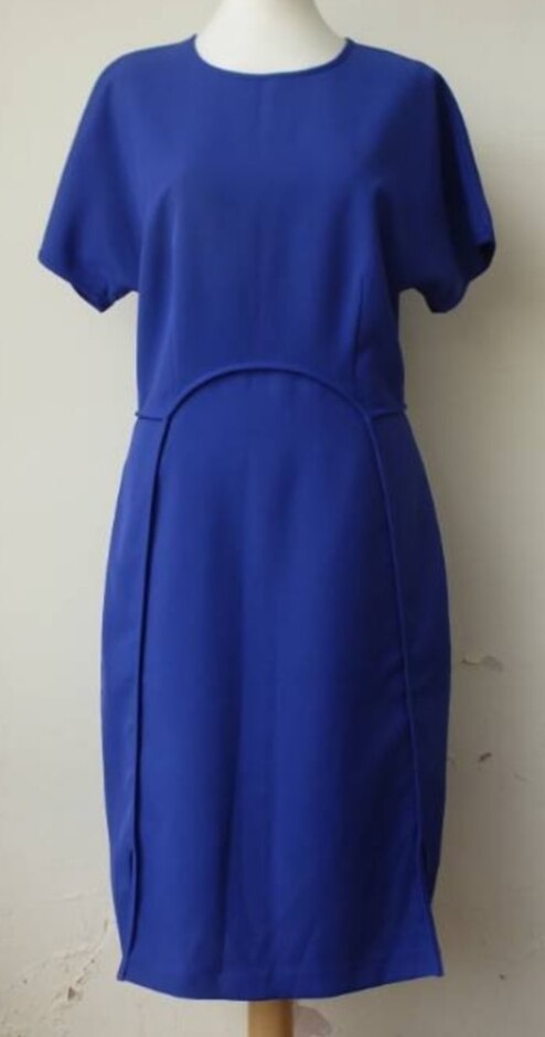 Warehouse Short Sleeve Tailored Dress Electric Blue Size: 10