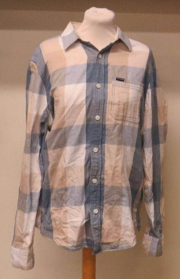 Hollister Mens Long Sleeved Shirt Cream Checked Size: S