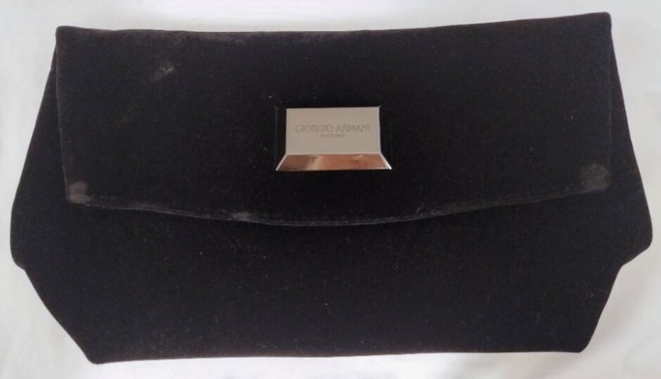Giorgio Armani Parfums Black Suede Clutch Bag