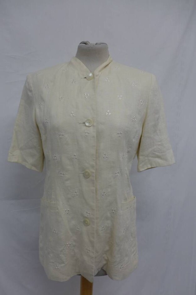 Laura Ashely Light Linen Jacket Cream White Size: 12