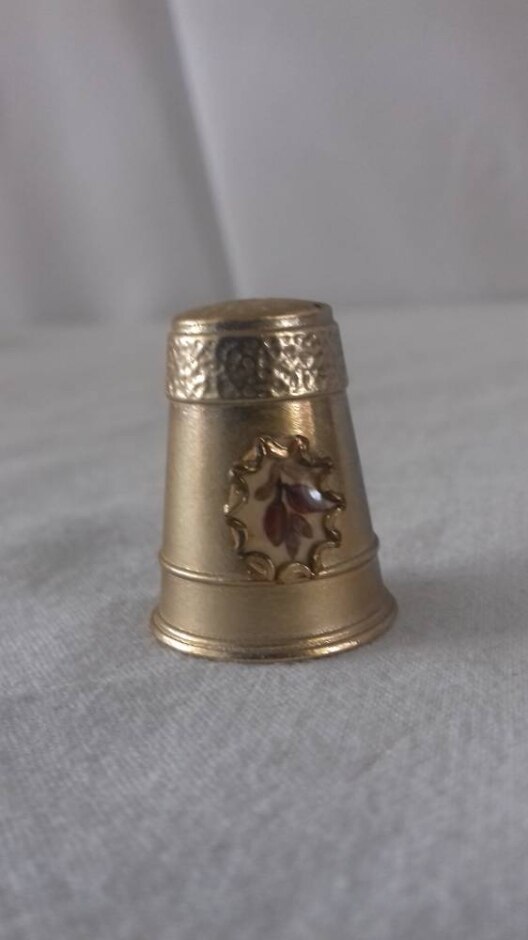Brass Thimble With 3d Flower Addition