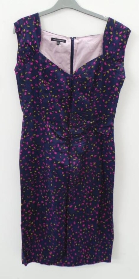 Laura Ashley Fitted And Lined Dress Navy  Size: 12