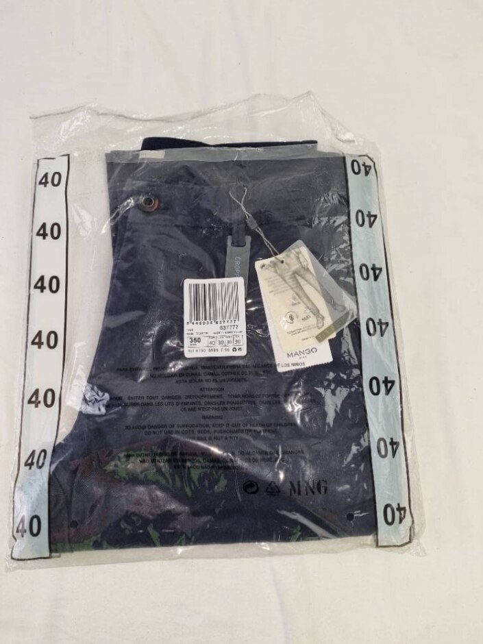 Mango Man Cropped Tapered Leg Trousers Navy  Size: 30