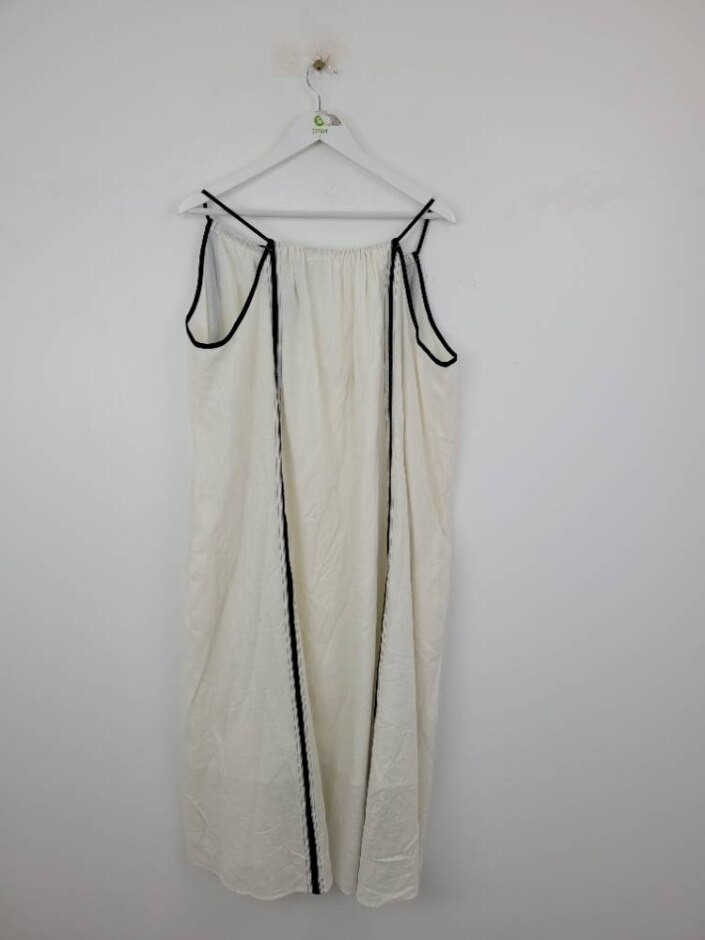 Peruna New Linen Rich Women's Sleeveless Tie Neck Midi Dress Ecru Size: 16