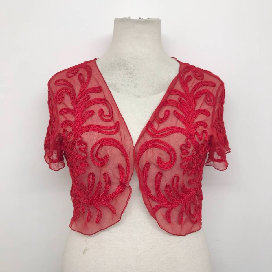 Phase Eight  Embroidered Bolero Cardigan  Red Size: 16