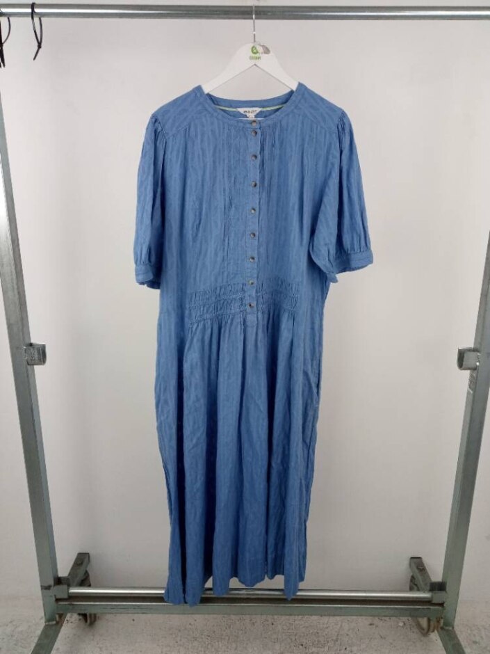 White Stuff Short Sleeve Shirt Dress Blue  Size: 24