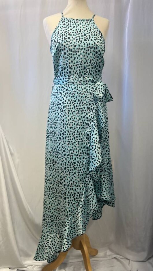 New Look Dress Aqua And Leporad Print Aqua Size: 10