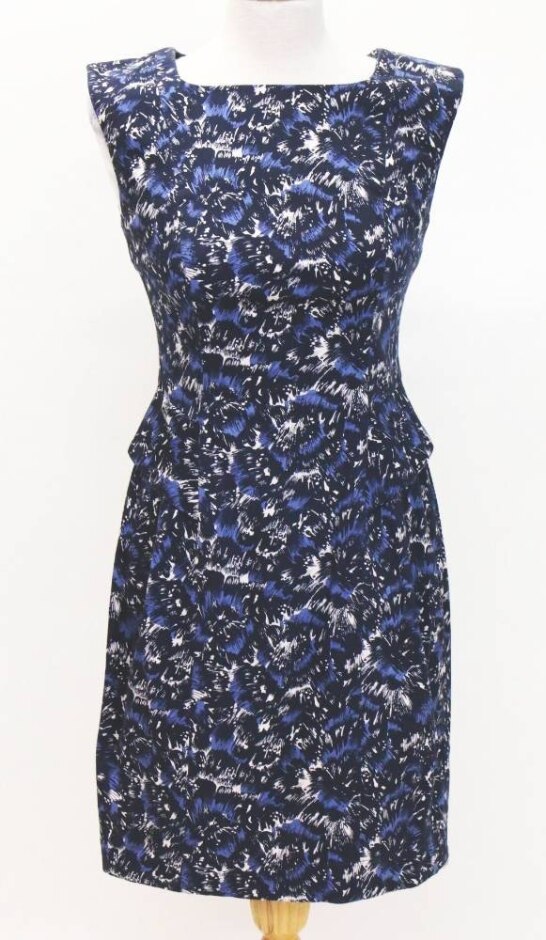 French Connection As New Floral Bodycon Dress Blue Size: 8