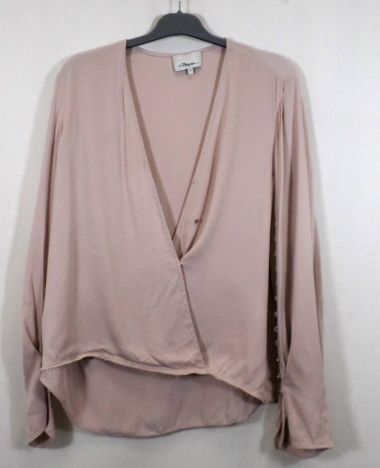 3.1 Phillip Lim V Neck Embellished Blouse Peach Pink Size: 8