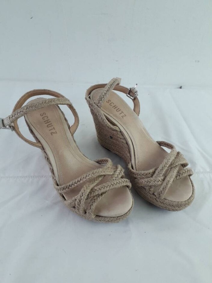 Schutz Woven Wedges Size Uk 4 Eu 37 Brown Buckle Fastening Strappy Used
