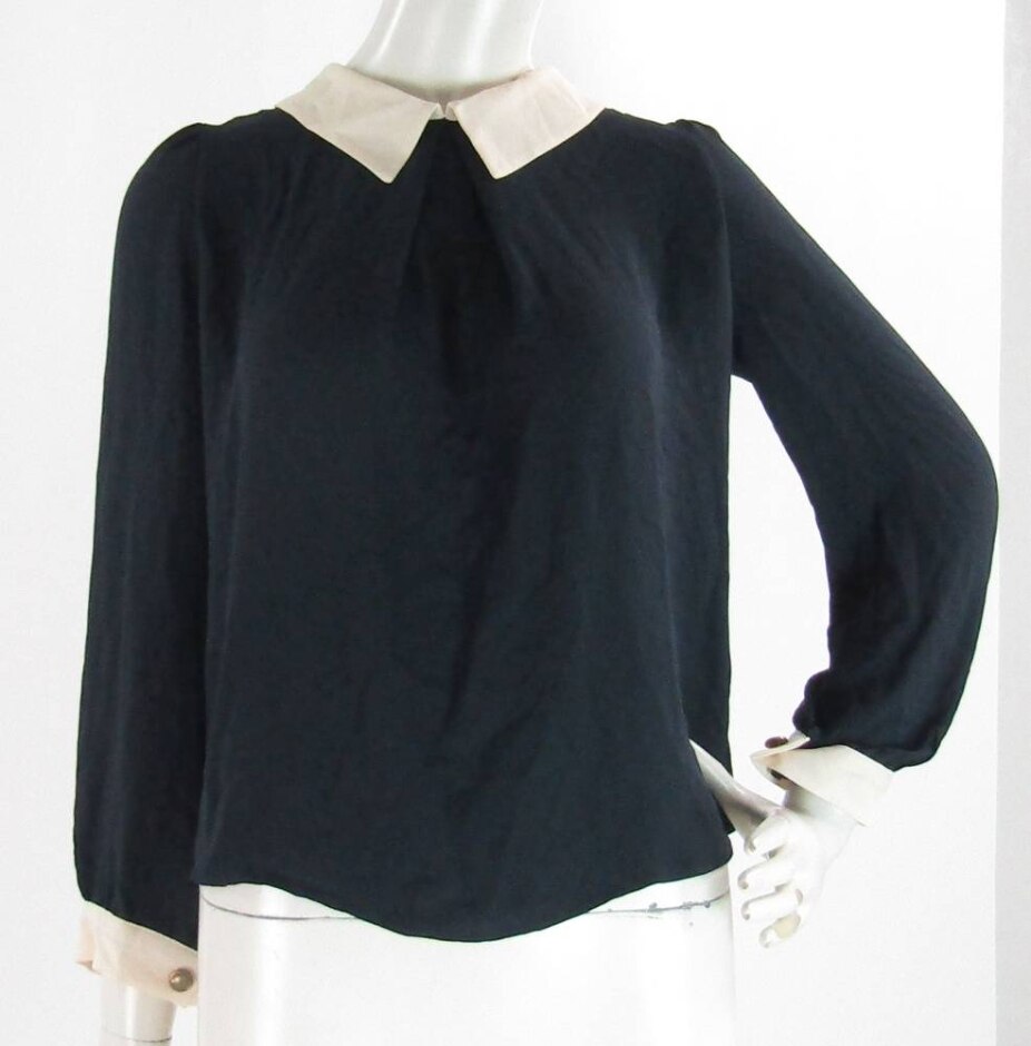Darimeya Buttoned Blouse Black & Ecru Size: 10