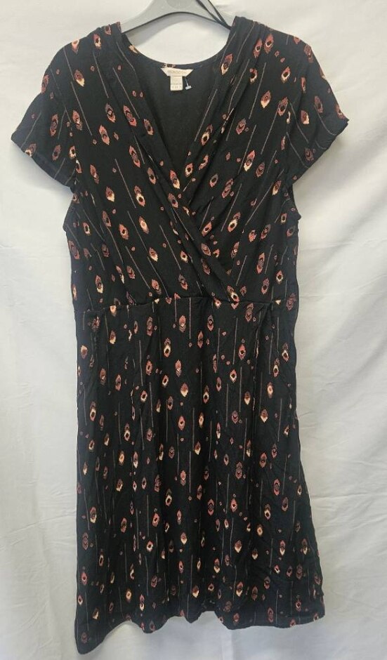 Monsoon Cross Over Bust Dress Black Size: 14