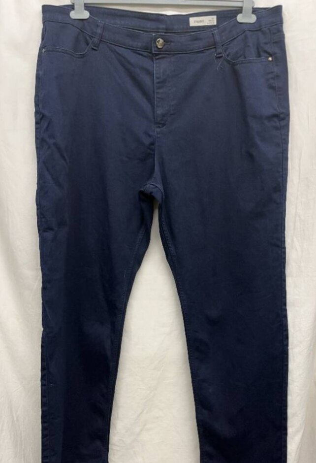 M&s Marks & Spencer Straight Leg Trousers Indigo Size: 24