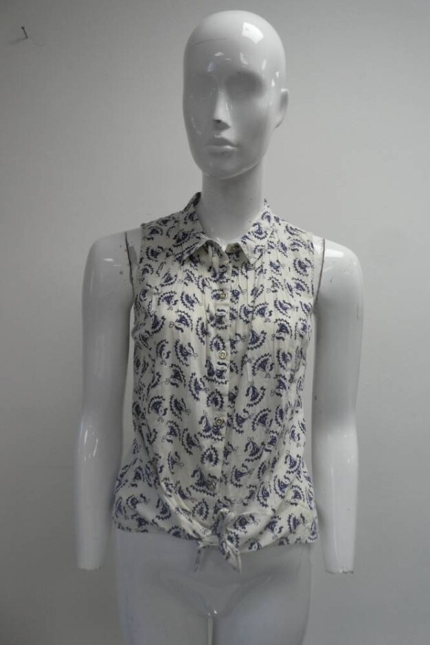 Oasis Sleeveless Top Blue & White Size: 10