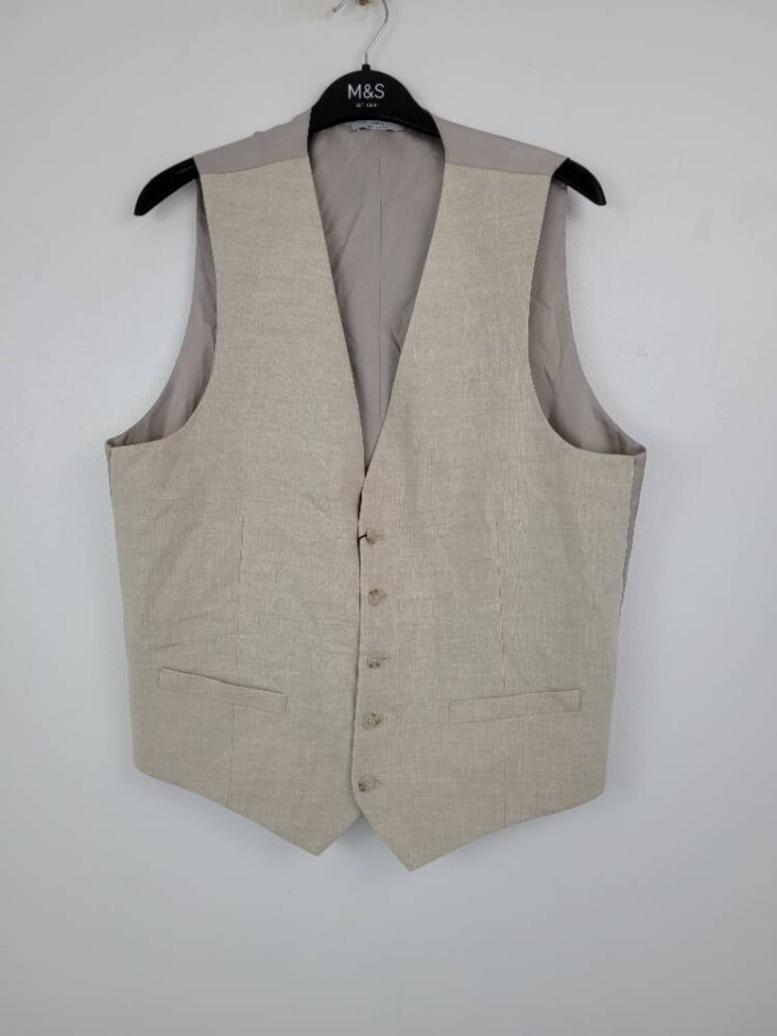 M&s  Linen Miracle Waistcoat Neutral Size: One Size