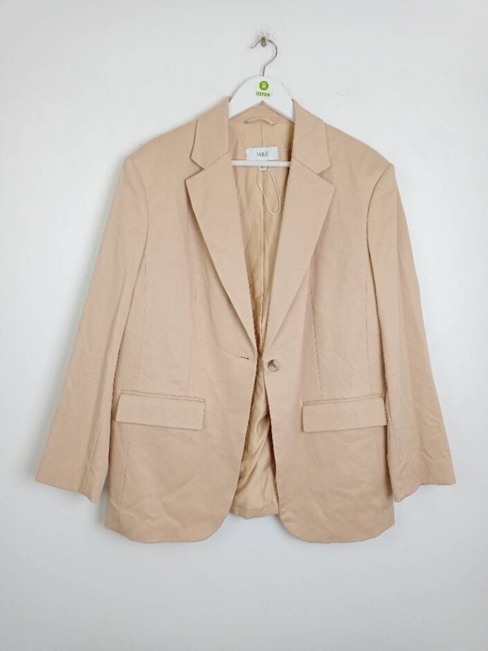M&s Marks & Spencer Women's Blazer Single Button Hessian Size: 14