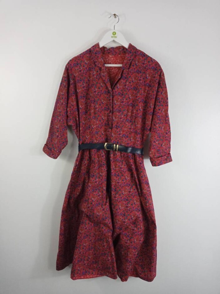Unbranded Floral Shirt Dress Multicolour Size: L