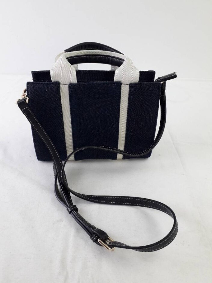 Zara Mini Denim Fabric Shoulder Bag Blue Cream Like New