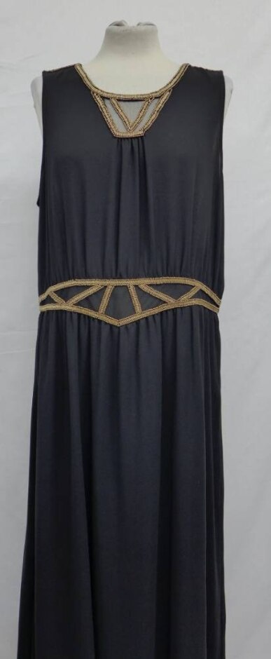 Next Petite Gold Trim Tall Sheath Dress Black & Gold Size: 18
