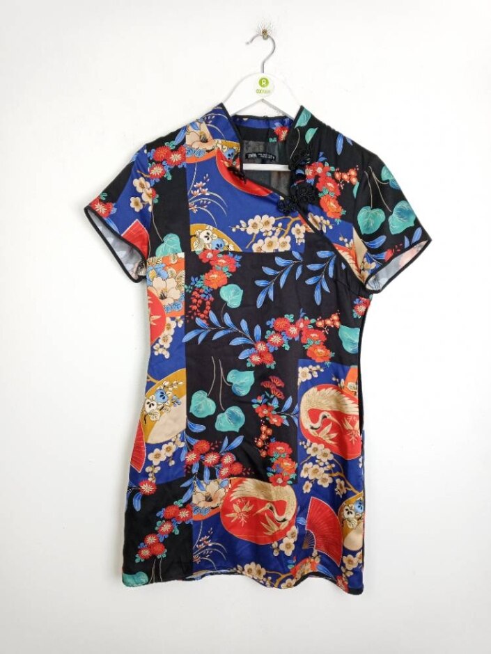 Zara Multicolour Short Sleeve Dress Red Blue Size: M