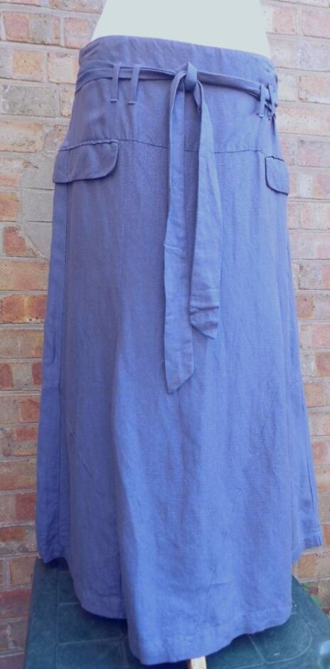 Sandwich Women's Linen Midi Skirt Blue Size: 14