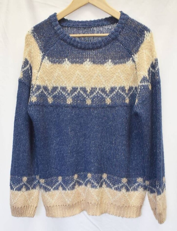 No Brand Mohair Nordic Knit Jumper Blue Size: Xl