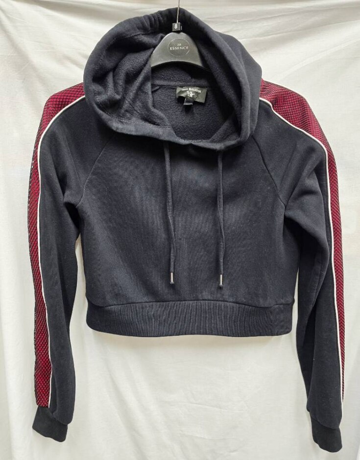True Religion Cropped Hoodie Black Red Size: L