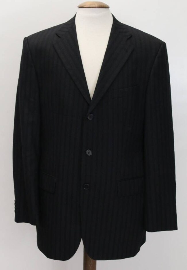Feraud As New Pinstripe Suit Jacket Black/grey Size: 42" Chest