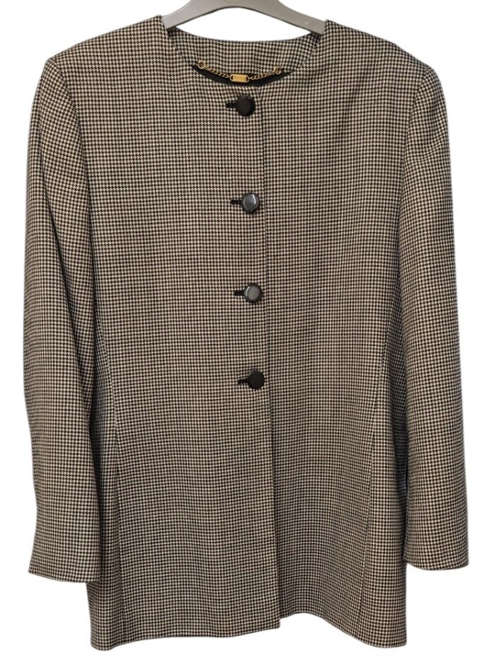 Viyella Petite Houndstooth Check Jacket  Black & White Size: 14