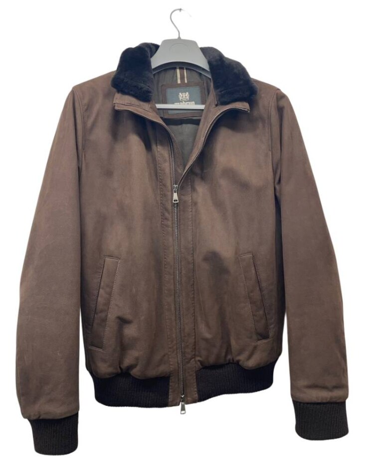 Mabrun 44" Chest Suede Bomber Jacket Brown Size: Xl