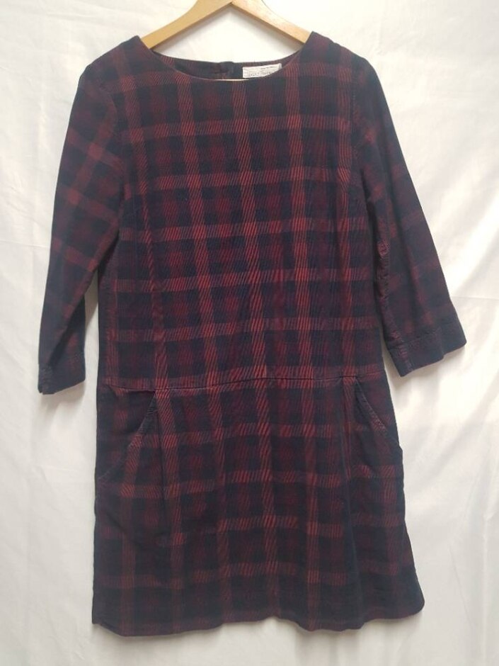 Seasalt Checked Tunic Style Dress Purple/ Navy Size: 10