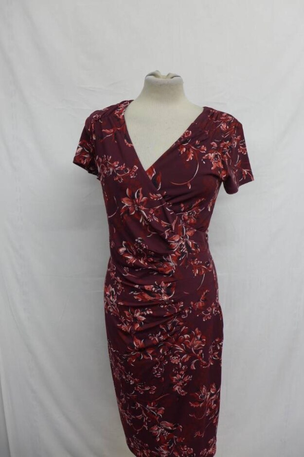 Per Una Wrap Style Floral Print Dress Maroon Red Size: One Size