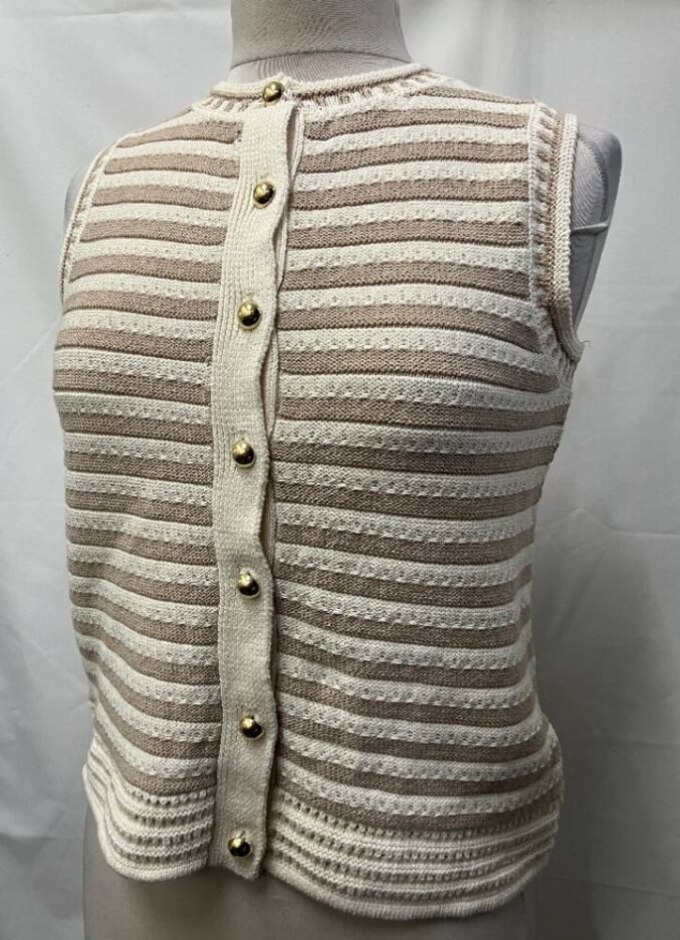M&s  Knit Sleeveless Cardigan Cappucino Size: S
