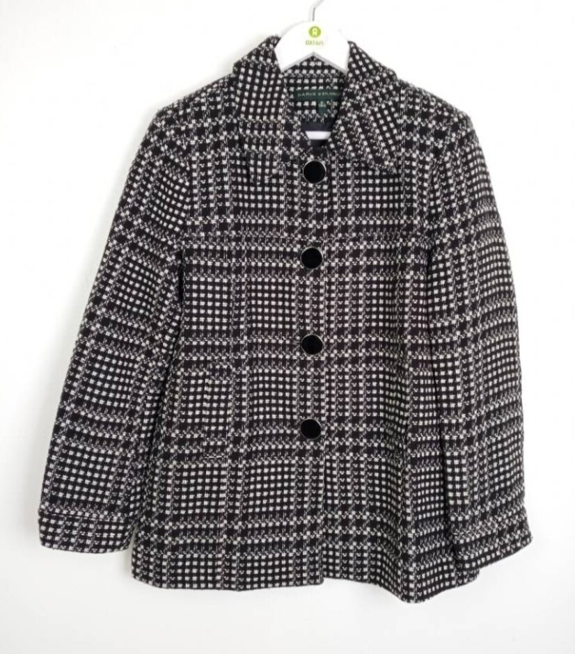 Harve Benard Vintage Check Blazer Jacket Black And White Size: 10