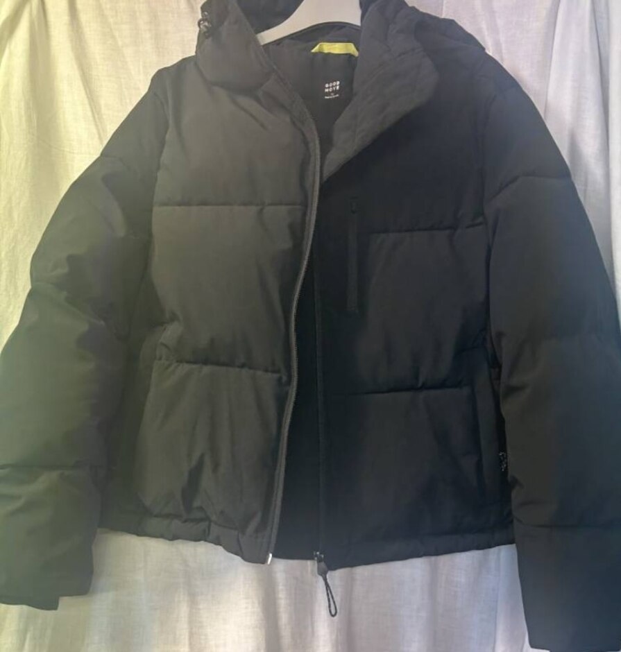 M&s Collection Black Hooded Puffer Jacket Black Size: 14