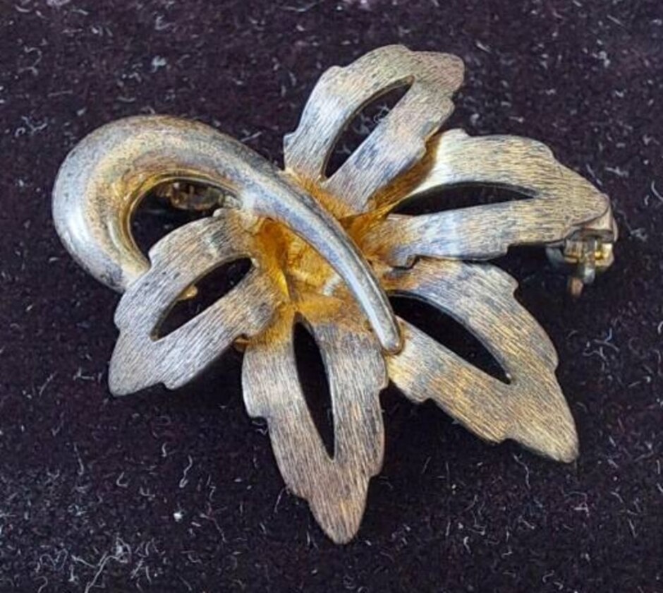 Small Vintage Sterling Silver Flower Leaf Brooch - Made In Germany