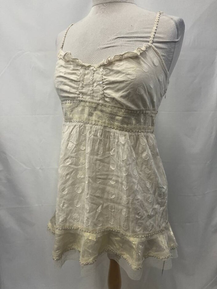 Free People Pure Cotton Trapeze Vest Top Cream Size: 8