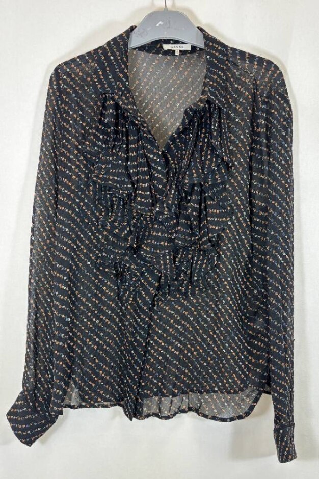 Ganni Long Sleeved Blouse Black Size: S